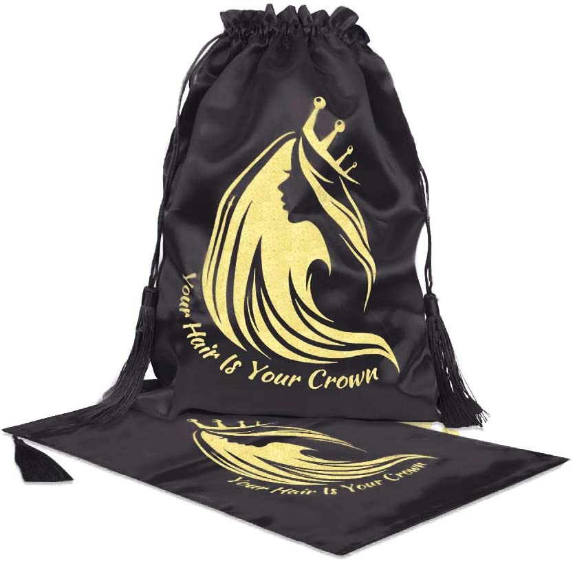 Wholesale 18*30cm custom silk lash bag hair packaging satin bags for wig extension