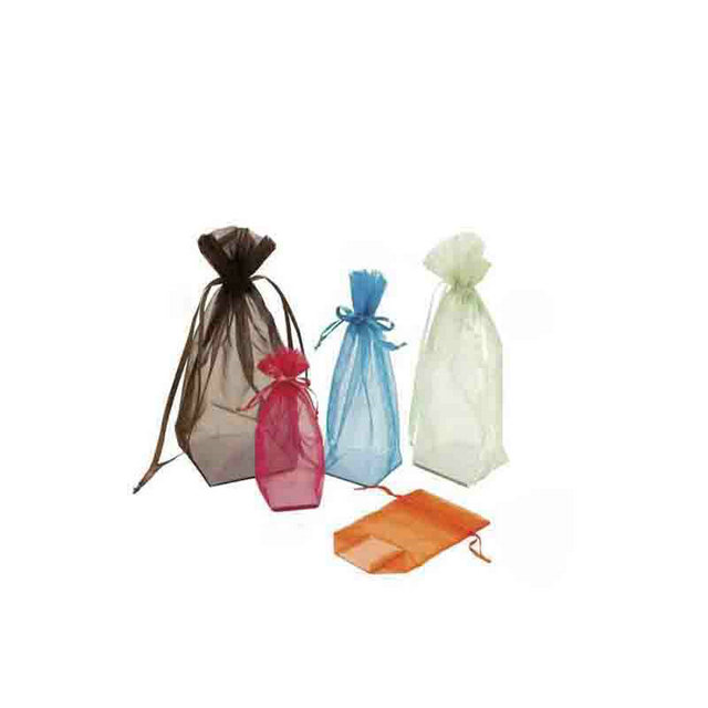promotional custom logo silk organza drawstring pouch bags with silk ribbon