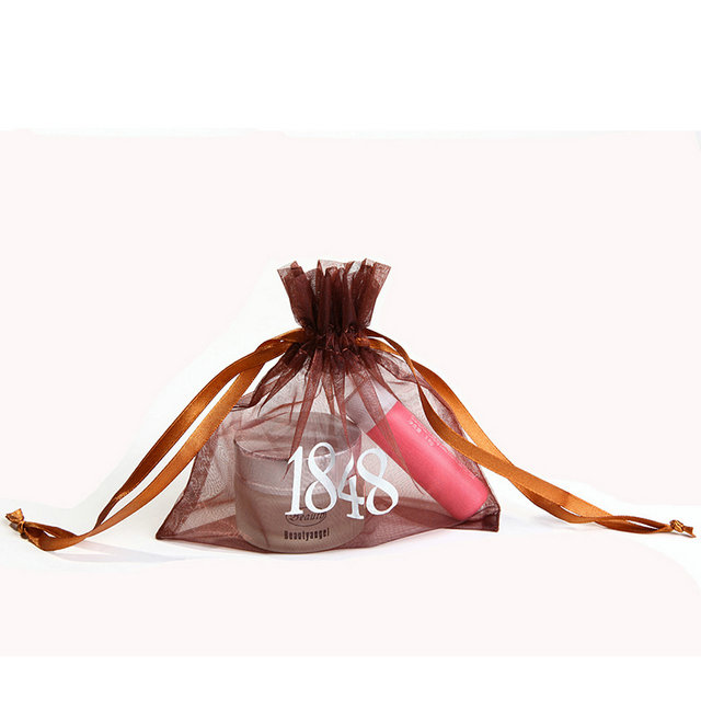 custom mini organza bags with silk printing for perfume packaging