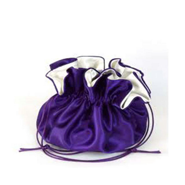 custom logo satin bag with drawstring satin ribbon