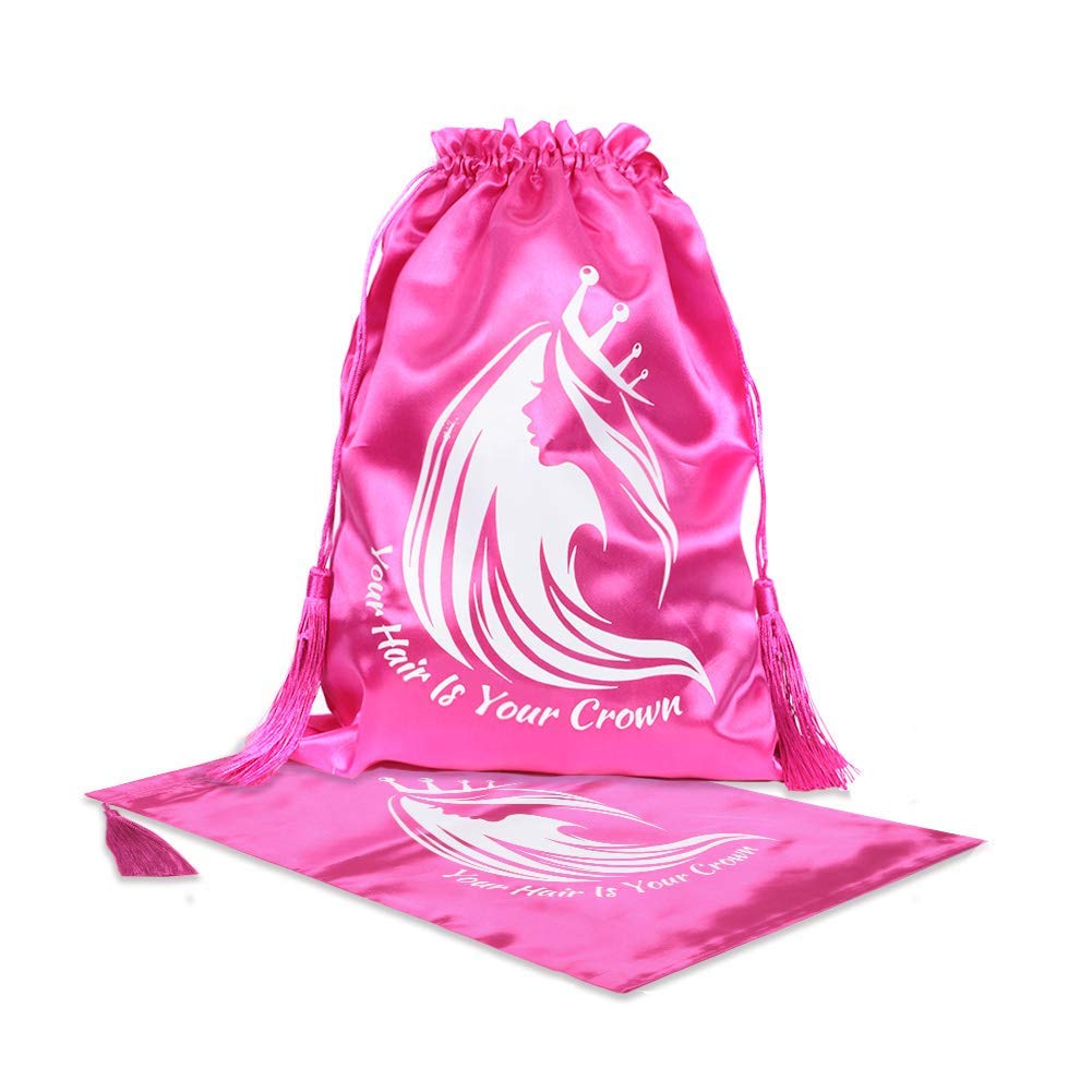 pink satin bag with customized logo
