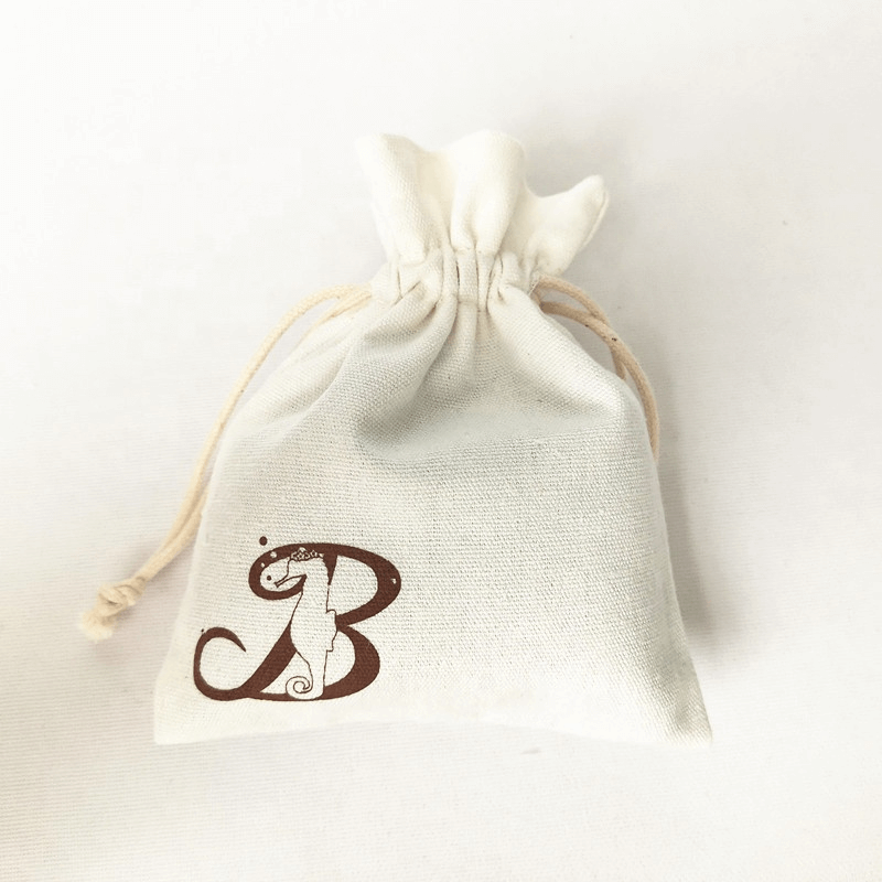 Custom natural muslin cotton drawstring bag