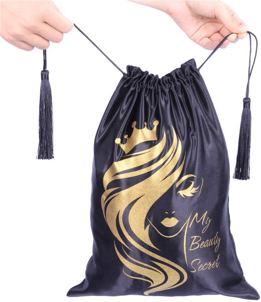 Custom Reusable Assorted Color Drawstring Satin Hair Bag
