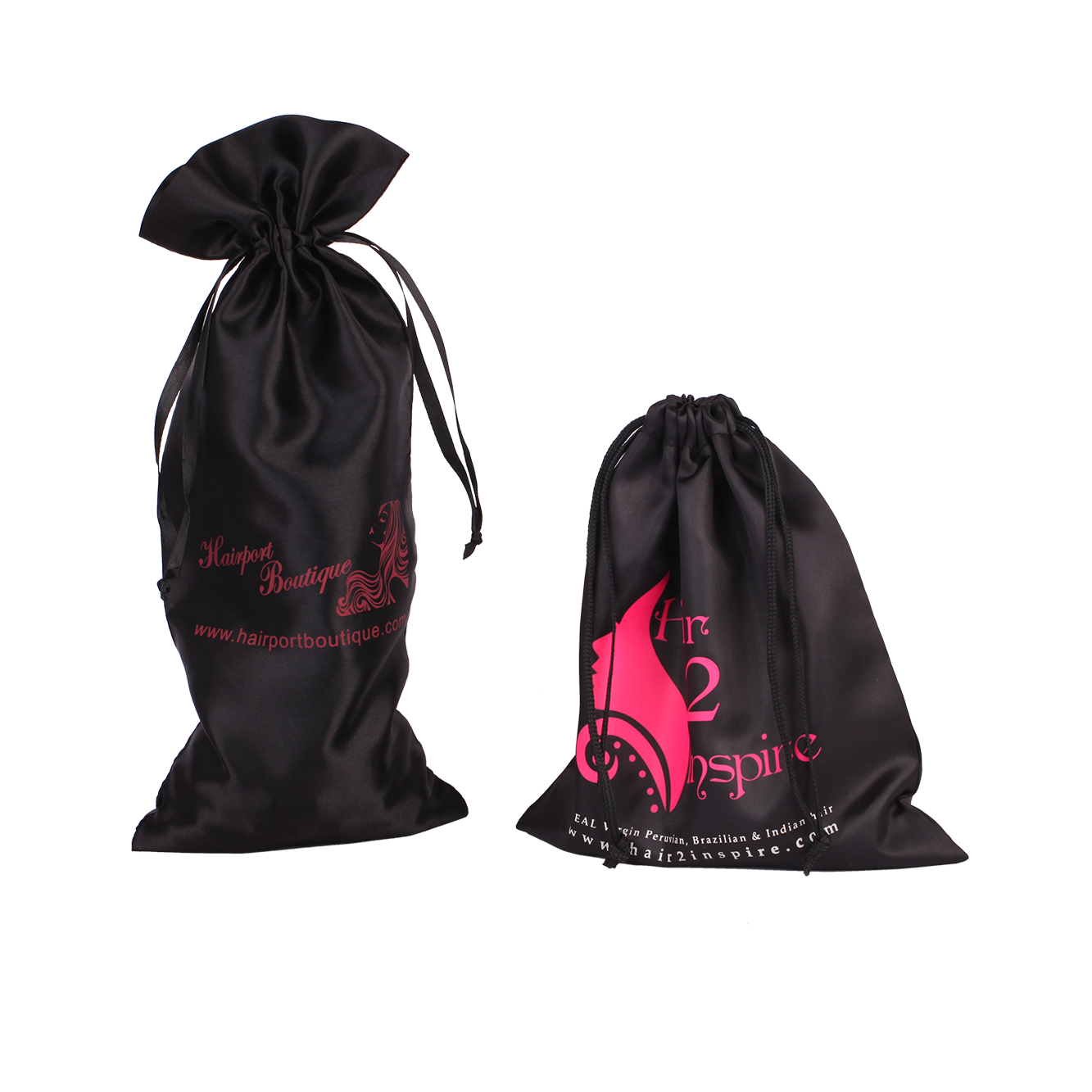 drawstring satin bag with printing logo