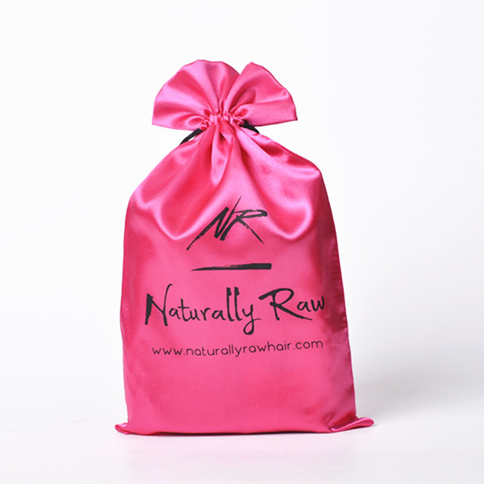 pink satin bag with customized logo