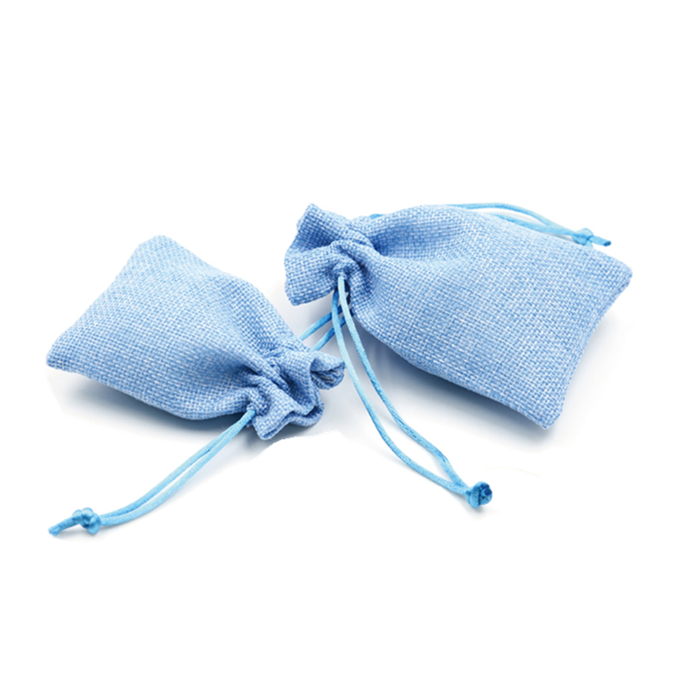 Eco small linen drawstring gift bag jute jewelry pouch