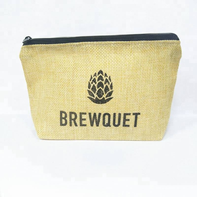 High Quality Gift custom Jute pouch for cosmetics With zipper