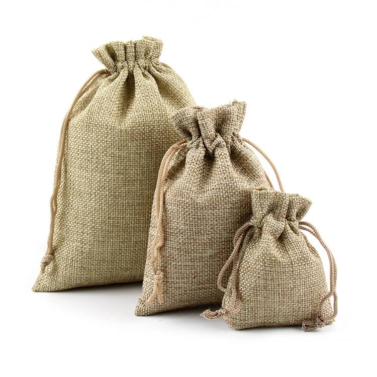 Linen cotton packaging bag small drawstring tea gift pouches_Jute ...