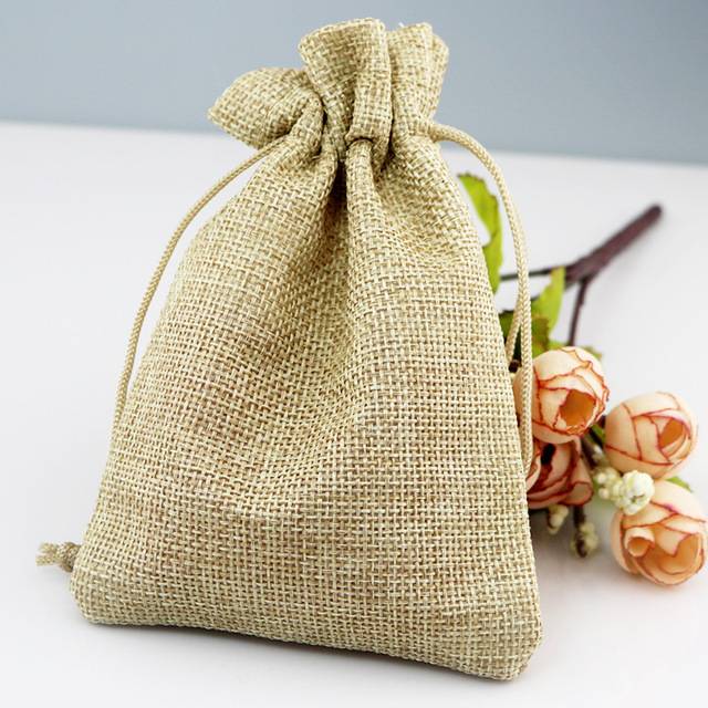 Linen cotton packaging bag small drawstring tea gift pouches