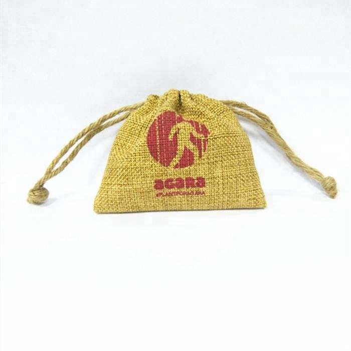 High quality screen printing multipurpose jute drawstring gift bag