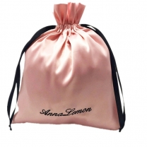 large size drawstring satin bag with printing logo