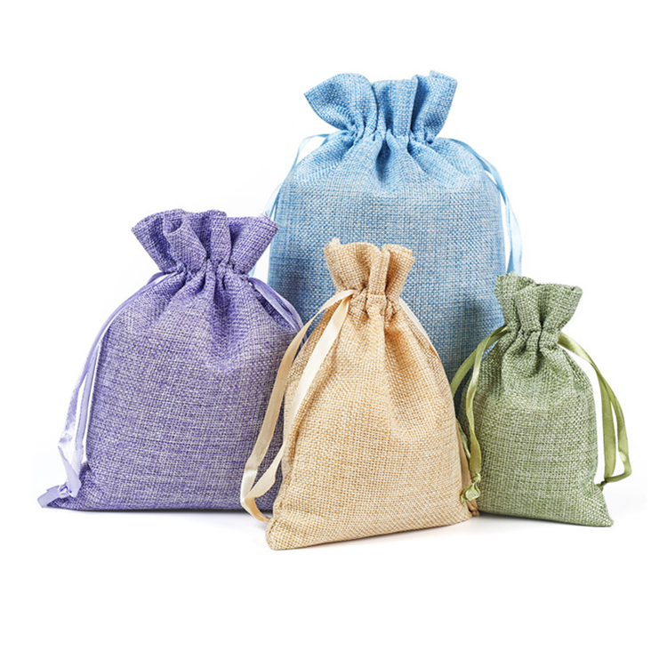 Linen small cloth bag hemp drawstring bundle mouth ornament jewelry bag jewelry bag pure color package