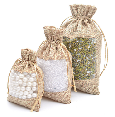 Jute Bags Burlap Drawstring Bag For Coffee Beans Packaging