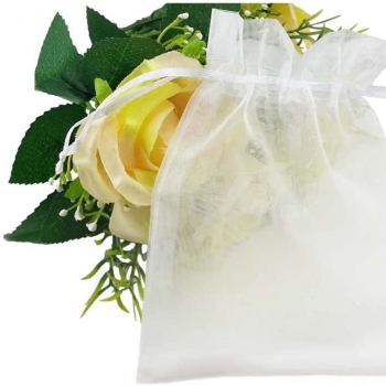Transparent white drawstring organza jewelry bag for wedding party christmas gift packaging