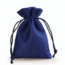 Small reusable logo printed gift drawstring linen jute bag