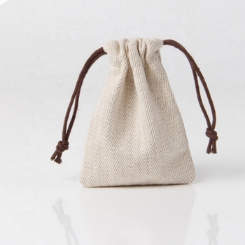 Jute Bags High quality tableware herringbone linen drawstring bag