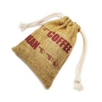 Screen Printing Logo Drawstring Jute Pouch Bag for Coffee Bean
