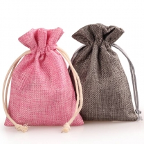 Low price printed jute pouch drawstring promotional pouch bag