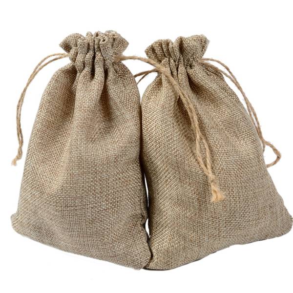 Ecofriendly Custom Logo printed linen pouch Drawstring Gift Bag_Jute