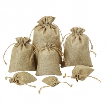 Customized jute gift hessian jute drawstring packaging bag