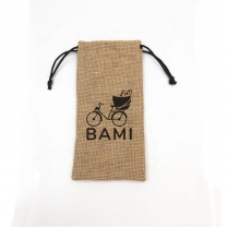 Burlap Pouch with Sewing Label, Small Jute Pouch Drawstring