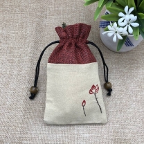 Small Christmas Sack Cloth Jute Christmas Sugar Drawstring Gift Bag