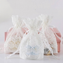 White Maple Lace Bags Drawstrings Pouches Organizer Jewelry Bags Wedding Favor candy Cookies Gift organza Bag