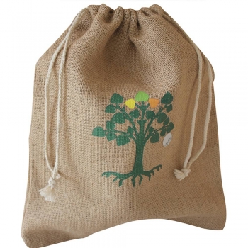 Reusable custom organic jute bag muslin drawstring pouch