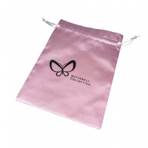 custom logo satin bag with drawstring satin ribbon