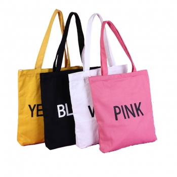 Customized Black Cotton Canvas Tote Bag Recycled Shopping Shoulder Grocery Bags
