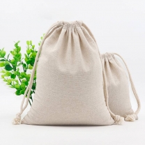 Custom Logo Print Cotton Linen Bag Pouch Drawstring Bags Christmas Food Gift Pouches