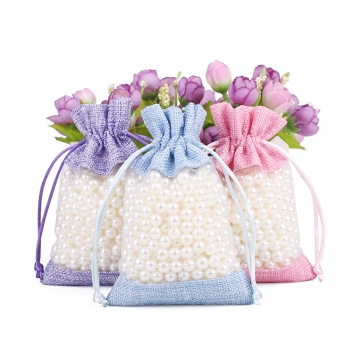Environmentally friendly window sacks small jewelry storage drawstring bag gift linen bundle bag