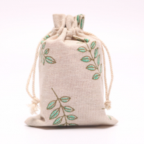 Exclusive custom Chinese ethnic style natural color linen drawstring bag with handmade flax cord,organic