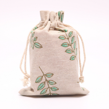 Exclusive custom Chinese ethnic style natural color linen drawstring bag with handmade flax cord,organic