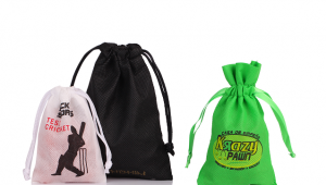 What material is the non-woven drawstring bag made of?
